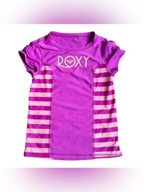 Roxy Girls Rash Guard in Pink Stripes size 12/14